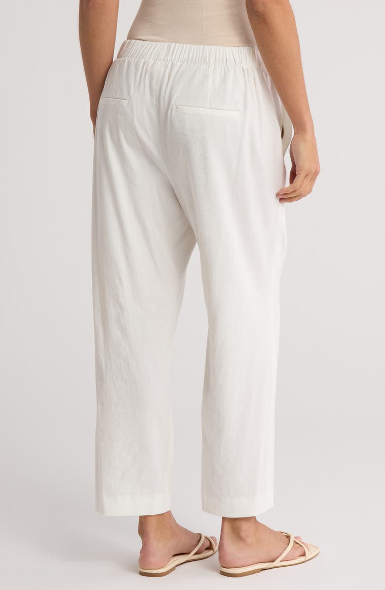 Vince Pintuck Tapered Crop Linen Blend Trousers, Alternate, color, Off White