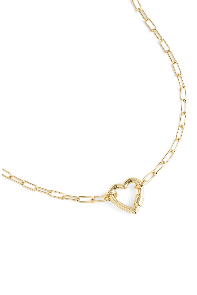 Heart Carabiner Chain Necklace, Main, color, WARM GOLD