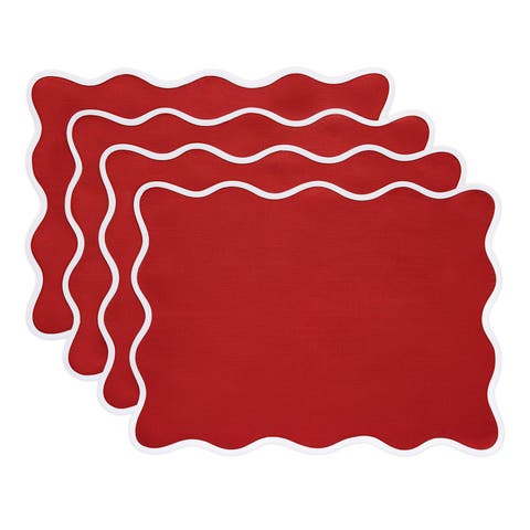 Linen Placemats - Giselle Scallop Edge, 14" x 19"