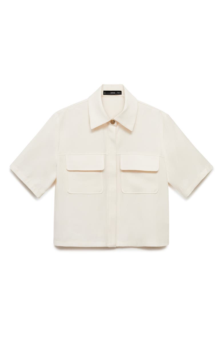 MANGO Flap Pocket Short Sleeve Button-Up Shirt, Alternate, color, 