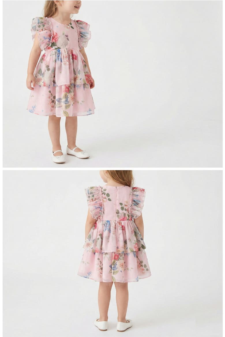 Kids' Floral Ruffle Fit & Flare Party Dress, Alternate, color, PINK