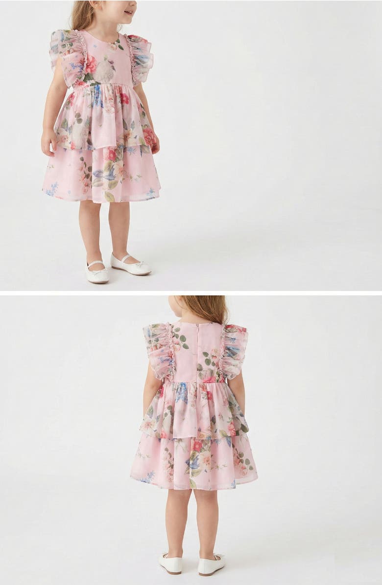 Pippa & Julie Kids' Floral Ruffle Fit & Flare Party Dress, Alternate, color, Pink