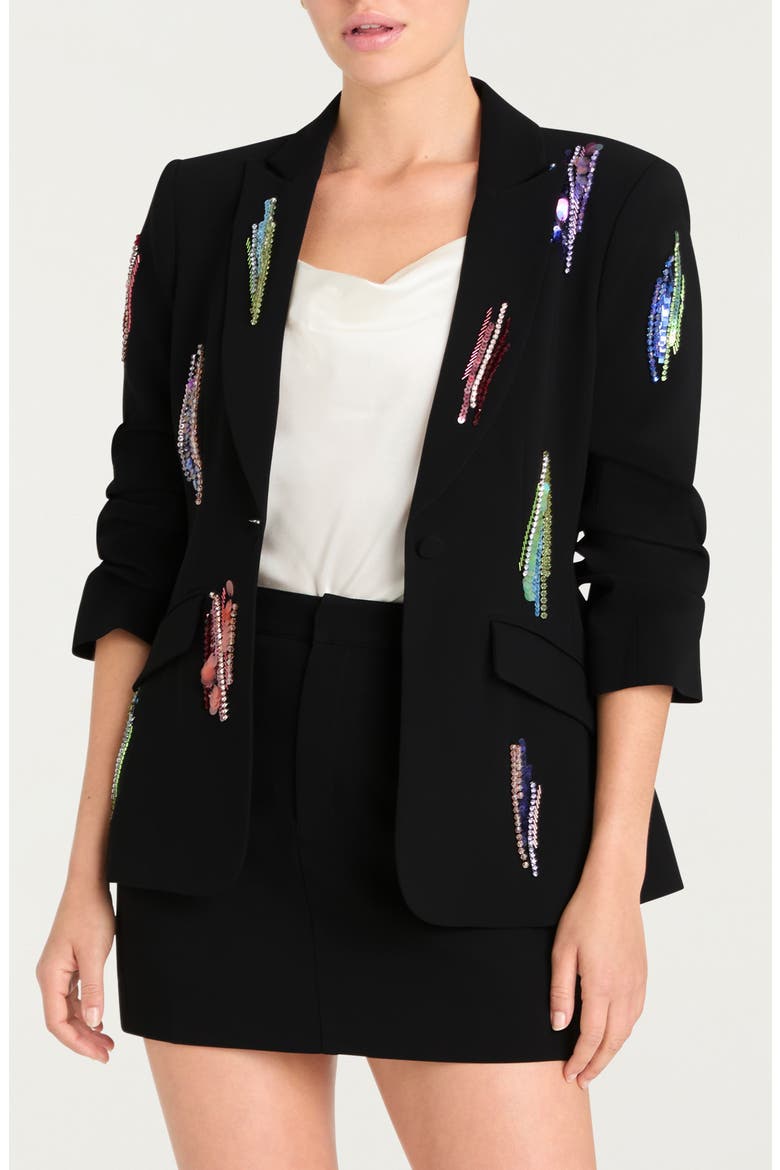 Sequin & Paillette Detail Jacket, Alternate, color, BLACK/ MULTI