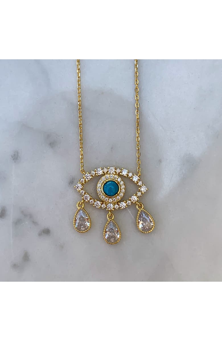 Gemma Azzurro Teardrop Turquoise Evil Eye necklace, Alternate, color, Turquoise