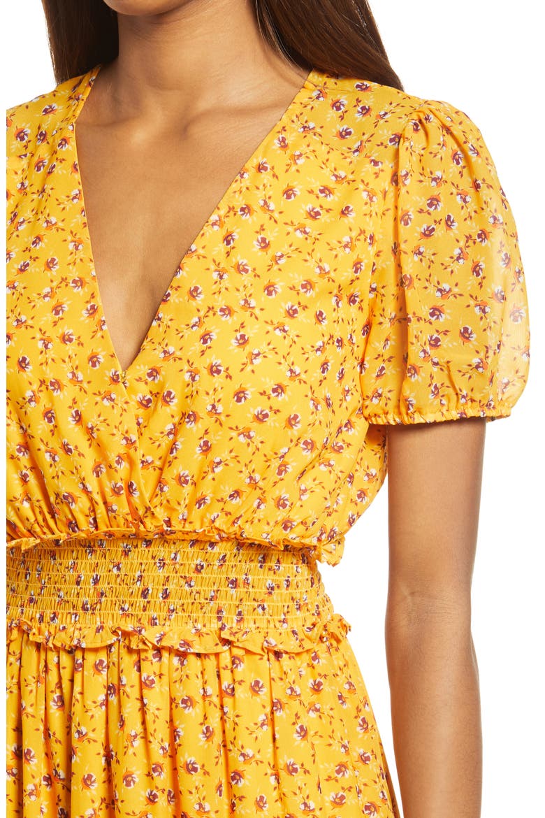 Ruby Floral Short Sleeve Dress, Alternate, color, MUSTARD DITSY