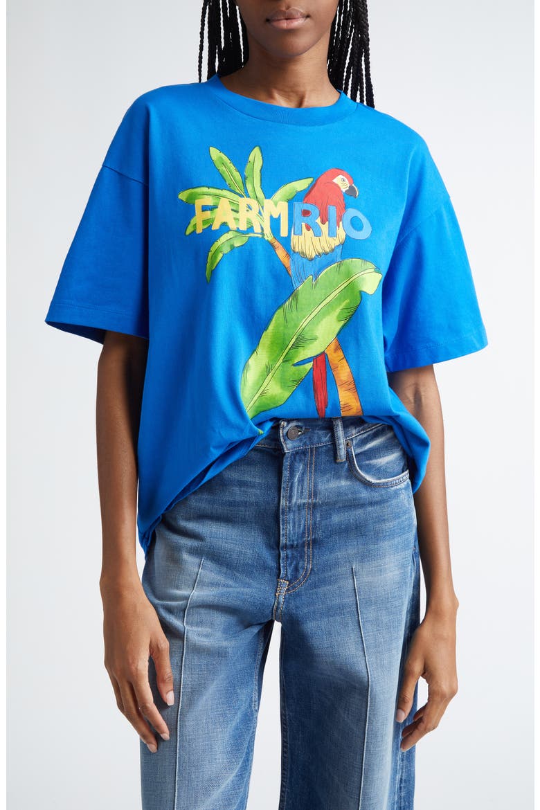Oversize Cotton Graphic T-Shirt, Main, color, BLUE