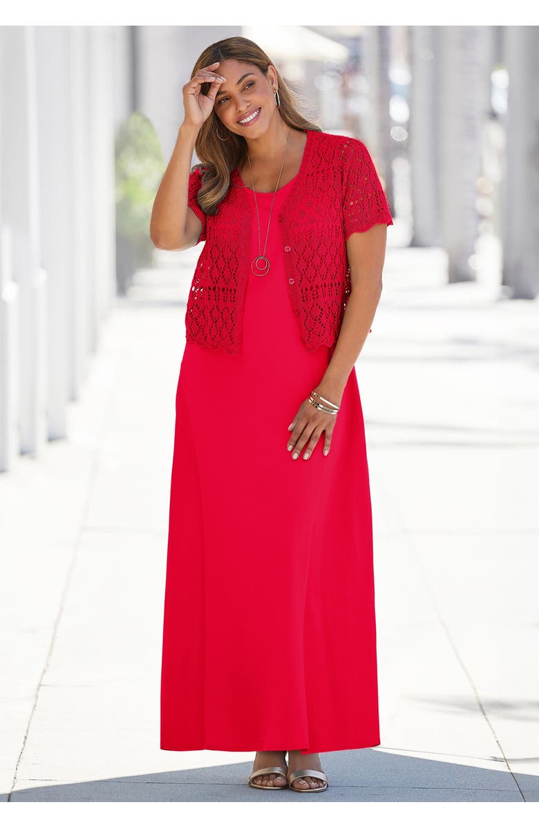 Jessica London Crochet Shrug, Alternate, color, Black