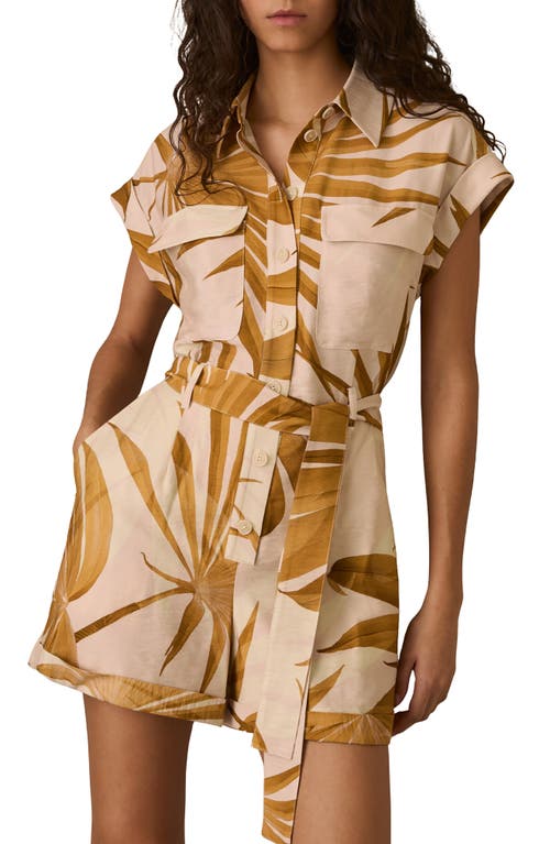 Reiss Harri Print Belted Romper In Brown