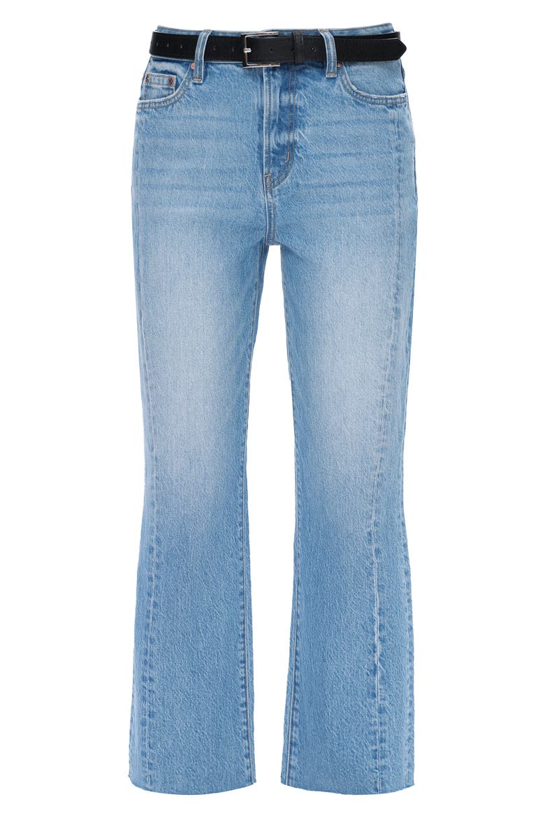 High Waist Relaxed Raw Hem Straight Leg Jeans, Alternate, color, MEDIUM BLUE