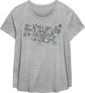 Lost Gods Women's Lost Gods State Flower Map  Graphic T-Shirt