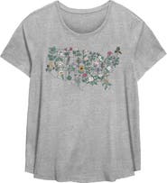 Lost Gods Women's Lost Gods State Flower Map Graphic T-Shirt