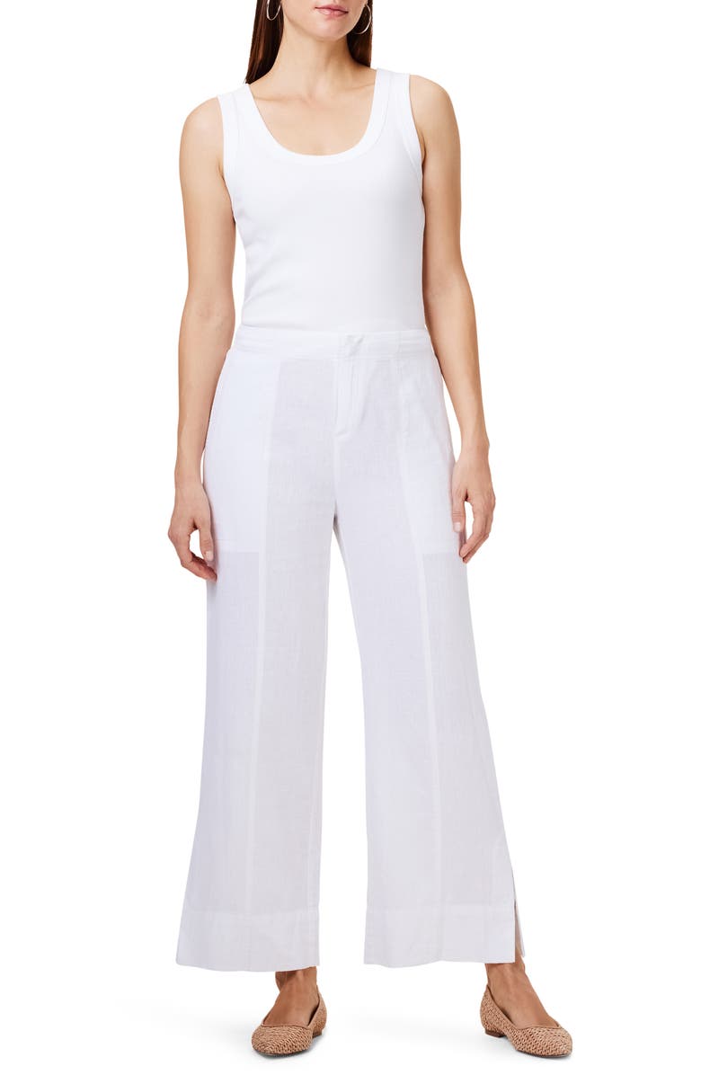 NIC+ZOE Rumba Park Wide Leg Crop Organic Linen Blend Pants, Alternate, color, Paper White
