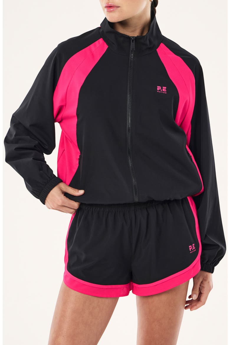 Stride Performance Jacket, Main, color, BLACK/ COSMO PINK