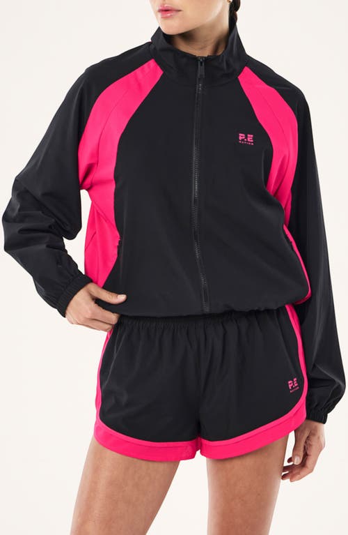 P.e Nation Stride Performance Jacket In Black/cosmo Pink