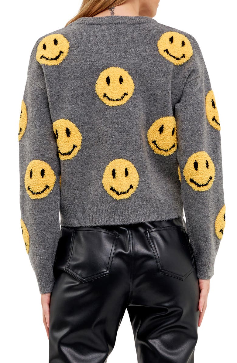 Grey Lab Chenille Smiley Face Sweater, Alternate, color, 