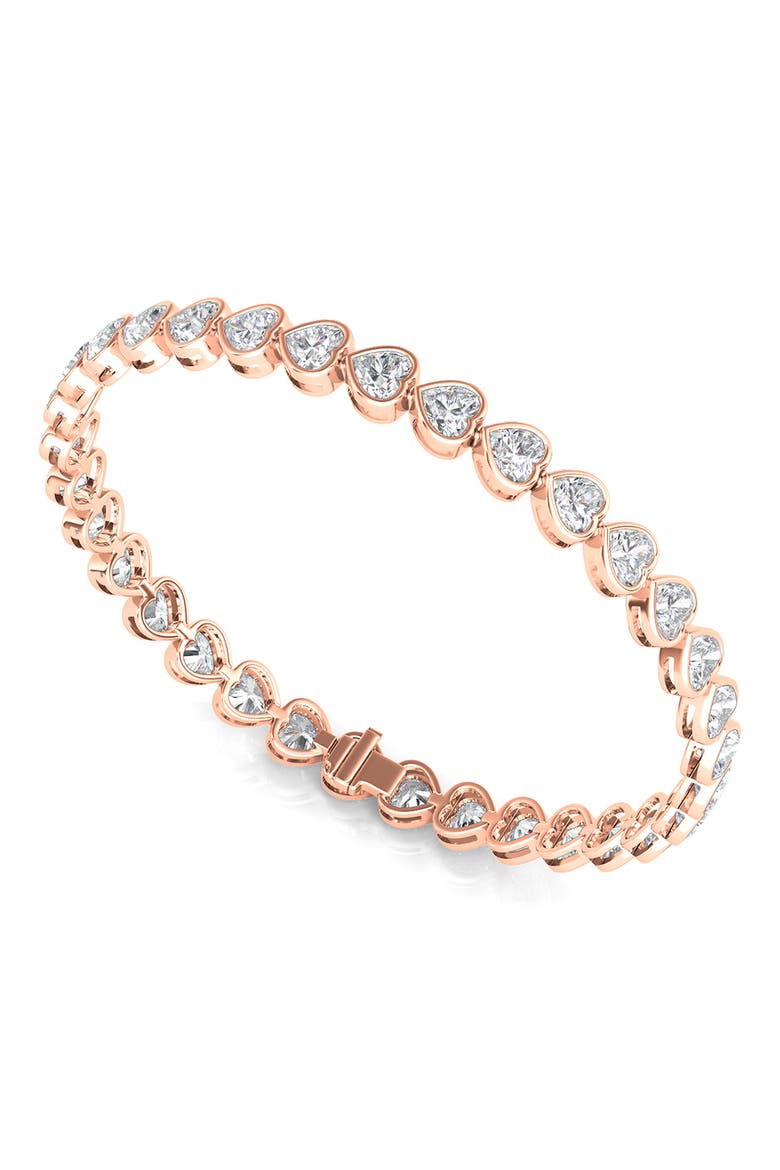 Bezel Heart Lab Created Diamond Bangle, Alternate, color, 18K ROSE GOLD