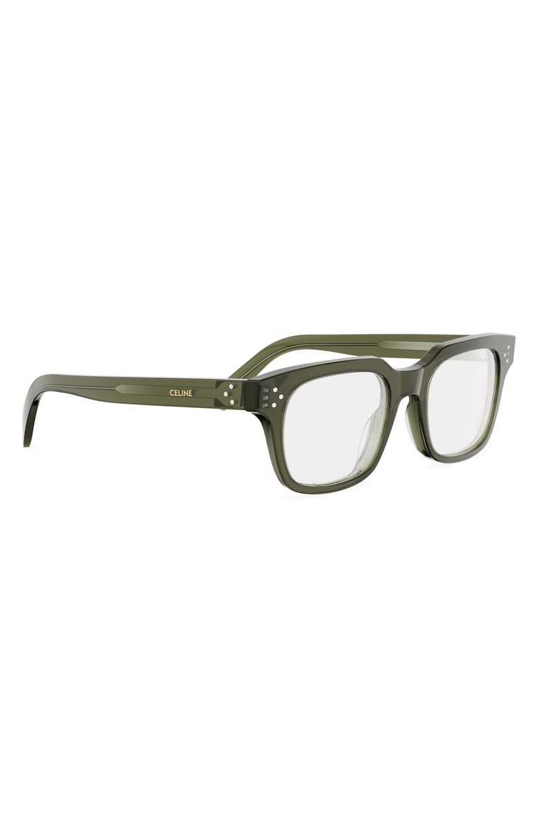CELINE 3 Dots 50mm Geometric Reading Glasses, Alternate, color, Shiny Dark Green