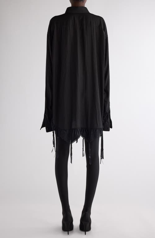 Shop Balenciaga Lingerie Lace Trim Poplin Button-down Shirt