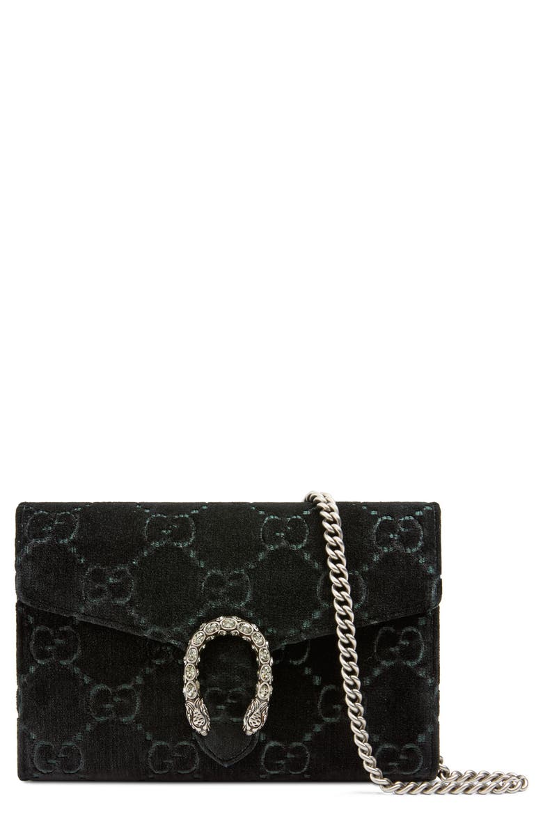 Gucci Velvet Wallet on a Chain, Main, color, 