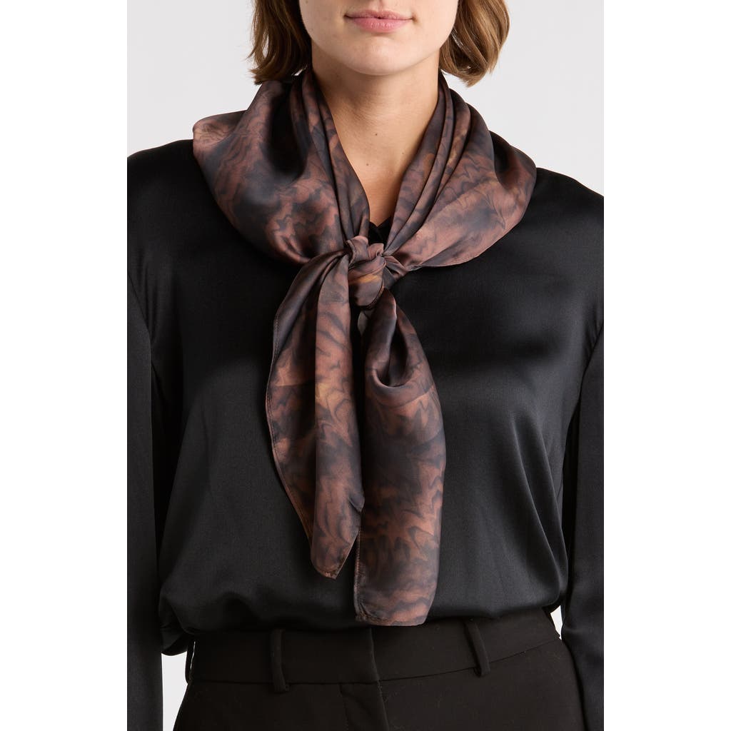 Steve Madden Square Satin Scarf In Brown