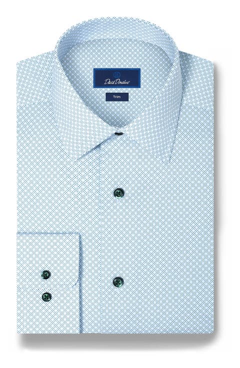 Trim Fit Neat Print Cotton Dress Shirt