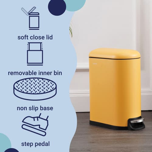 Happimess Roland Mini 2.6-gallon Step-open Trash Can In Daffodil Yellow
