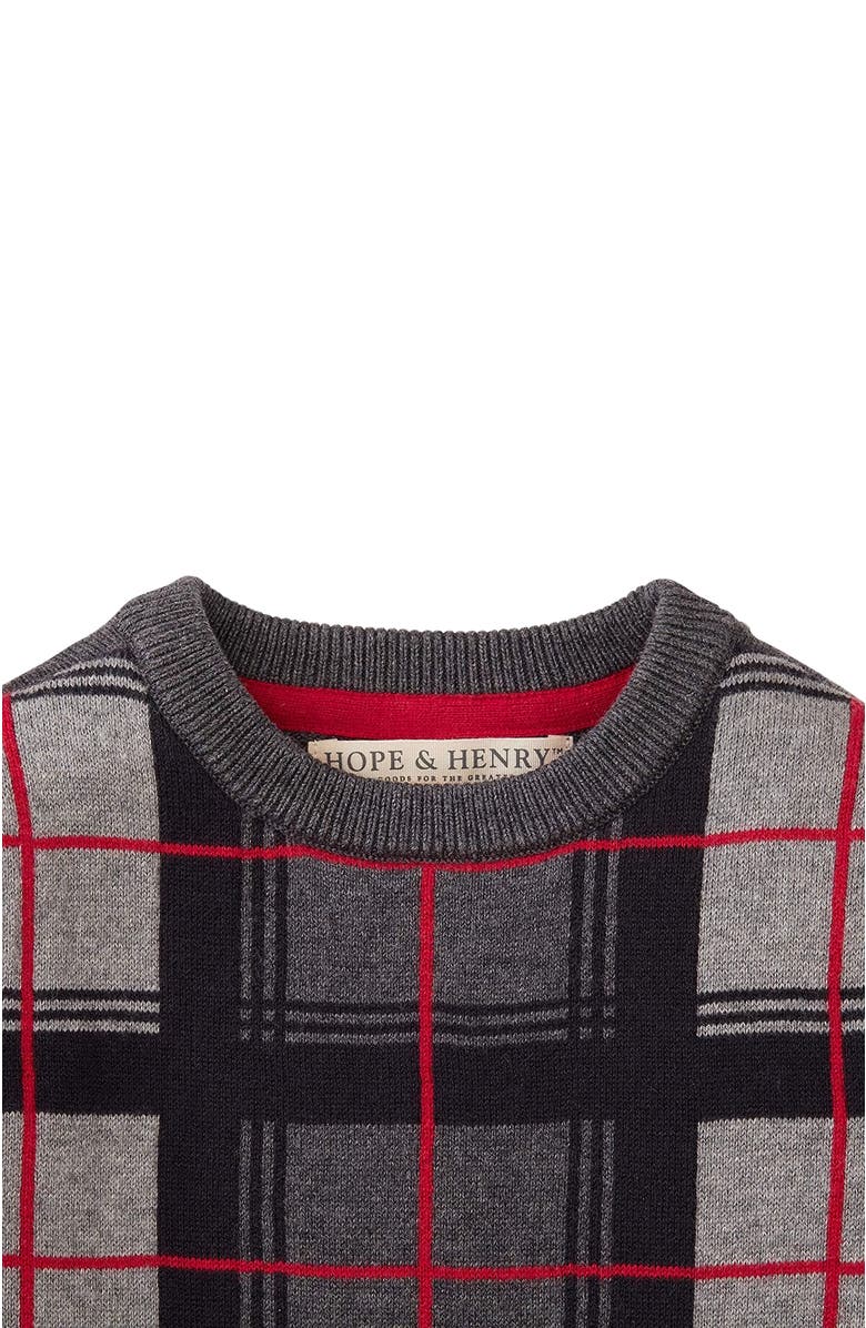 Hope & Henry Baby Boys' Herringbone Cable Sweater with Elbow Patches, Infant, Alternate, color, Grey Plaid