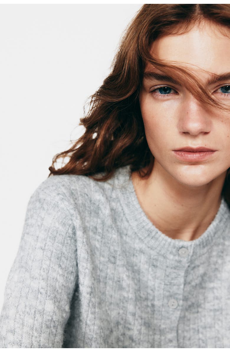 H&M Cable-knit Cardigan, Alternate, color, Gray Melange