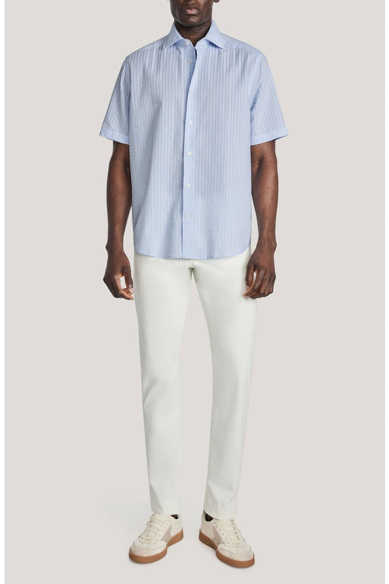 Bedford Cotton Seersucker Button-Up Shirt, Alternate, color, PALE BLUE
