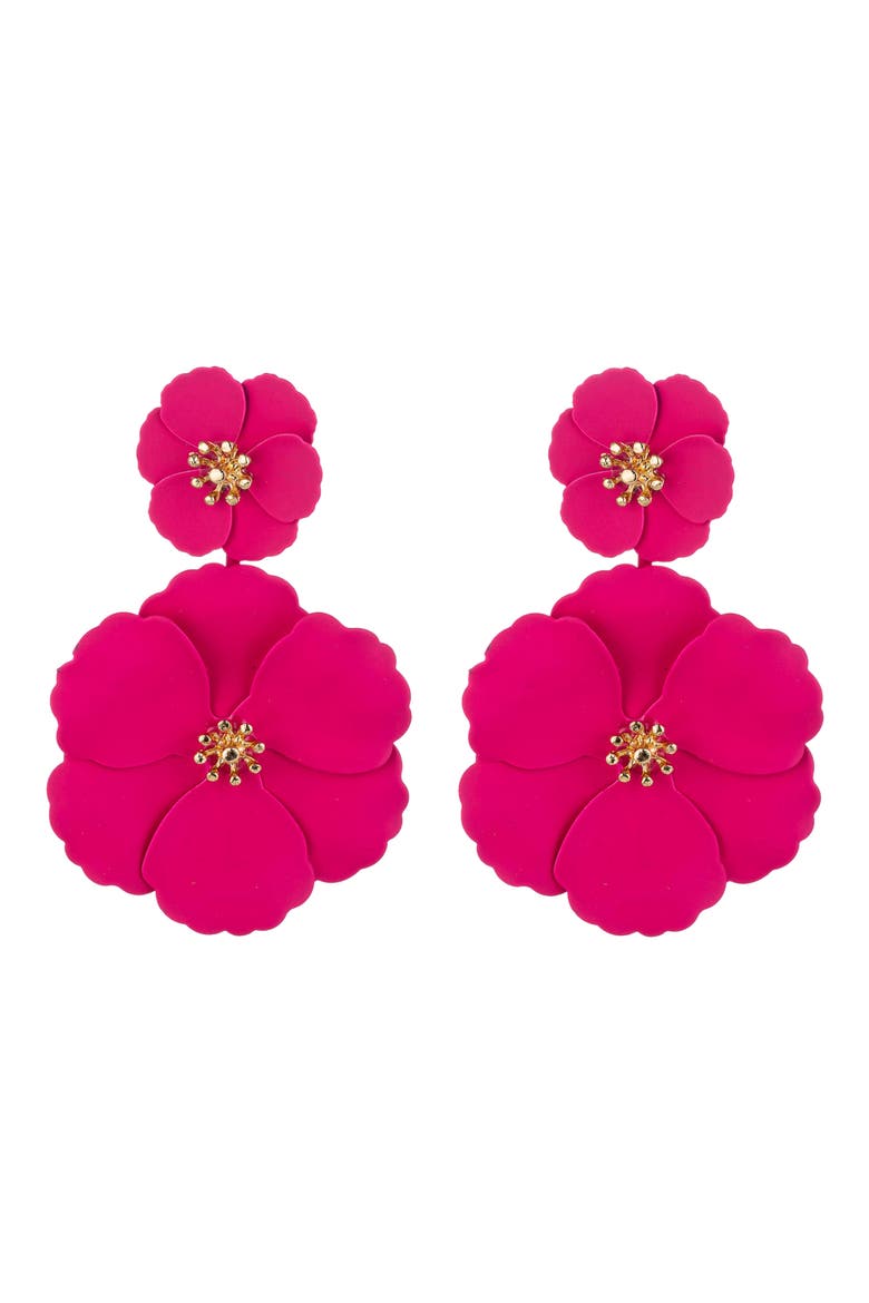 Floral Drop Earrings, Main, color, PINK