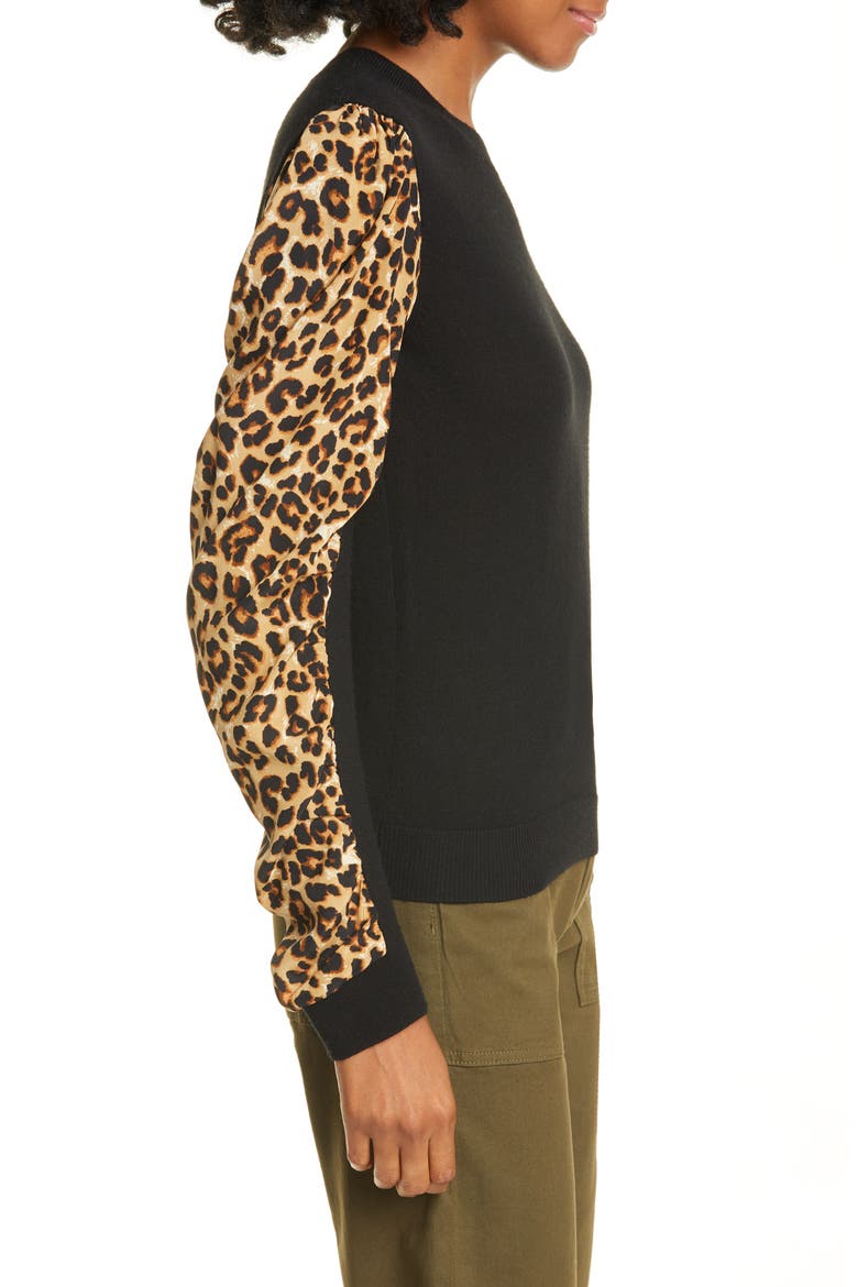 Adler Mixed Media Sweater, Alternate, color, BLACK