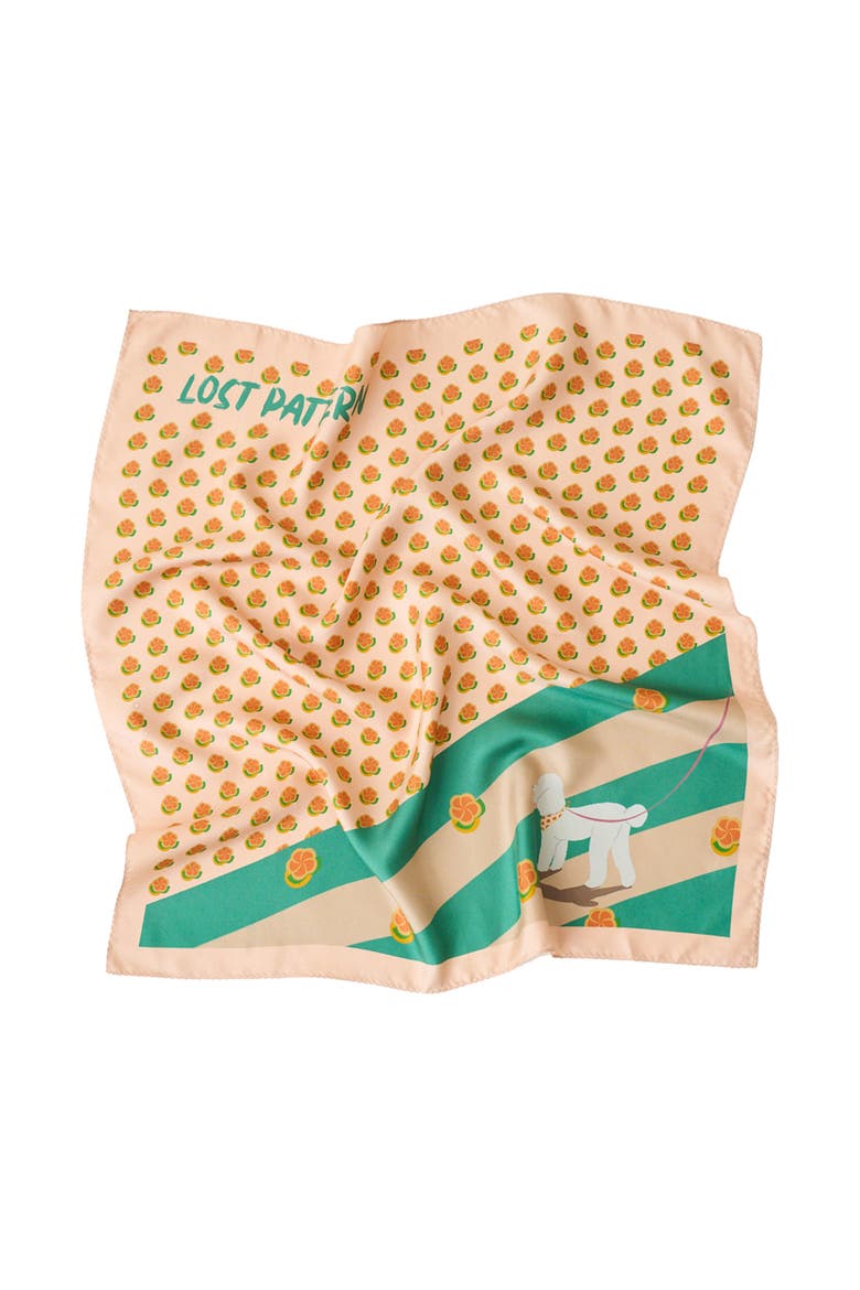 "Pan Pan" Silk Bandana, Main, color, Orange