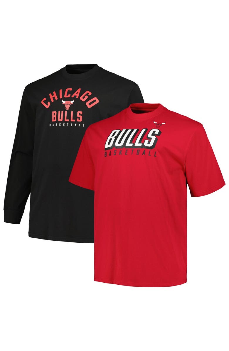 FANATICS Men's Fanatics Branded Red/Black Chicago Bulls Big & Tall Short Sleeve & Long Sleeve T-Shirt Set, Main, color, 
