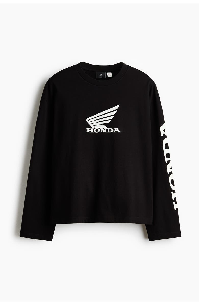 H&M Oversized Fit Printed Top, Main, color, Black/Honda