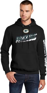 STARTER Men's Starter Black Green Bay Packers Wordmark Logo Pullover Hoodie