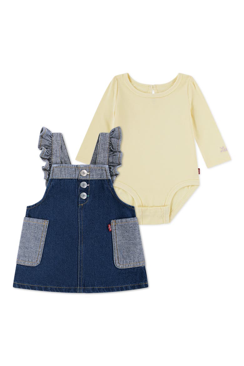 Bodysuit & Two-Tone Denim Dress Set, Main, color, Y37MELLOW