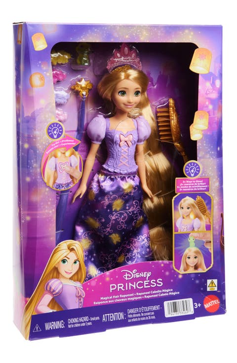 Princess Light-Up Hair Rapunzel Fashion Doll with 5 Ways To Glow, Pascal Figure & 7 Accessories