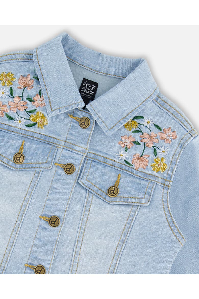 Girl's Jean Jacket With Embroidery Light Blue Denim, Alternate, color, Light Blue Denim