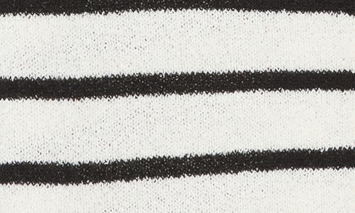 Bobeau Stripe Button Front Crop Cardigan In Ivory/black