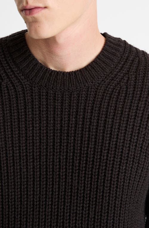 Vince Shaker Stitch Merino Wool Crewneck Sweater In Black