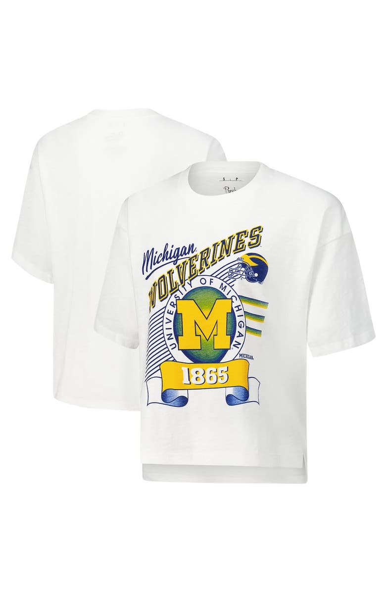 PRESSBOX Women's Pressbox White Michigan Wolverines Rock & Roll Slub T-Shirt, Alternate, color, White