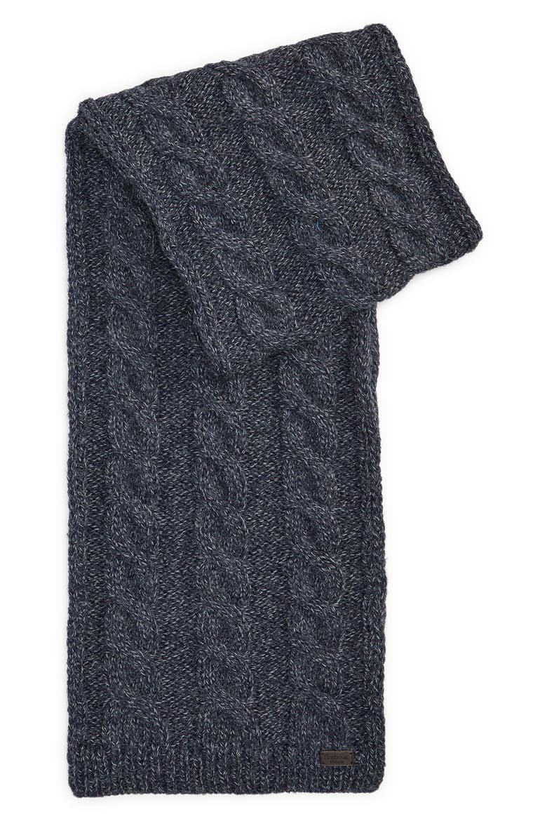 Jesmond Cable Stitch Scarf & Beanie Set, Alternate, color, NAVY