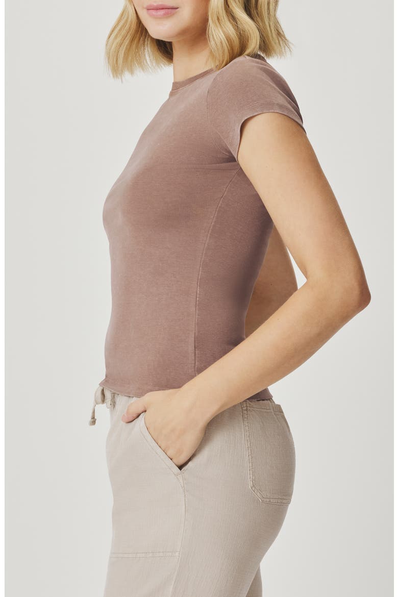 Josie Stretch Jersey T-Shirt, Alternate, color, WICKER BROWN