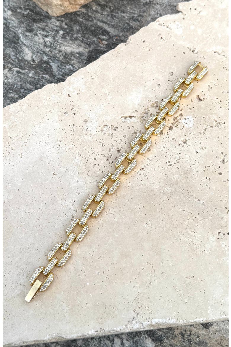 Pavé Crystal Chain Bracelet, Alternate, color, GOLD