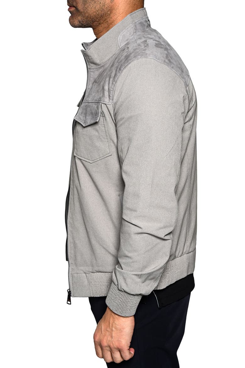 Suede Trim Jacket, Alternate, color, GREY