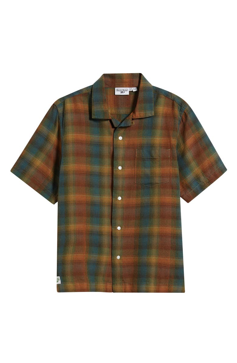 Service Works Plaid Resort Shirt, Alternate, color, Brown
