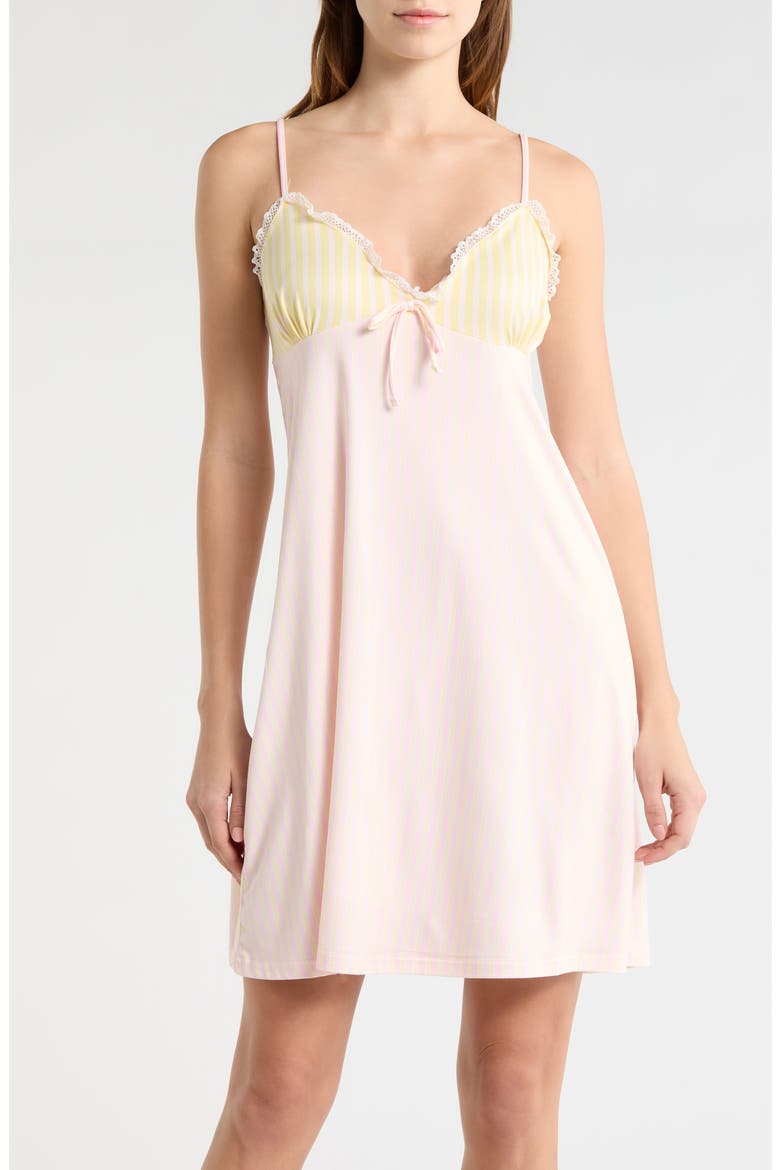 Eyelet Trim Chemise, Main, color, LEMON PINK