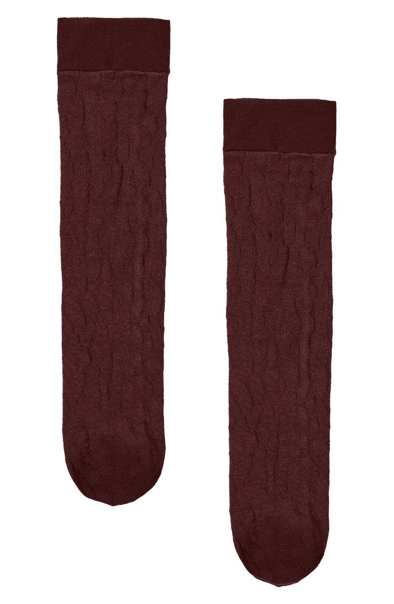 Wolford Reptile Knit High Socks, Alternate, color, Mahogany