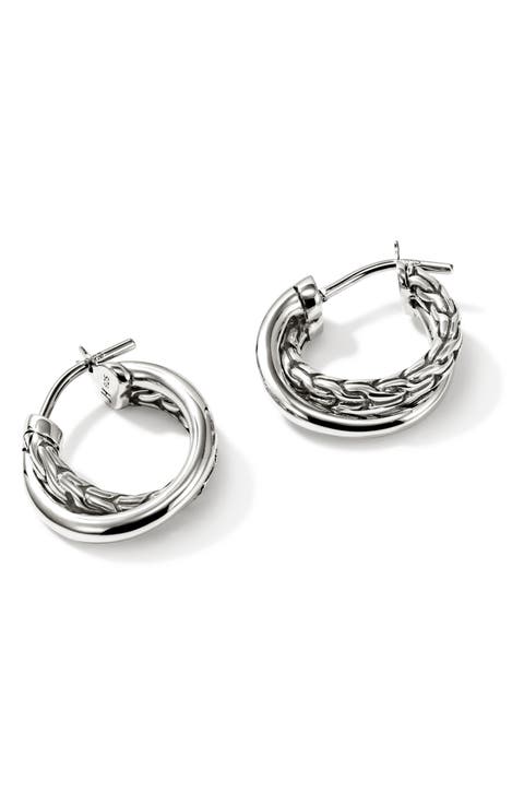 JH Essentials Crossover Hoop Earrings, 15mm