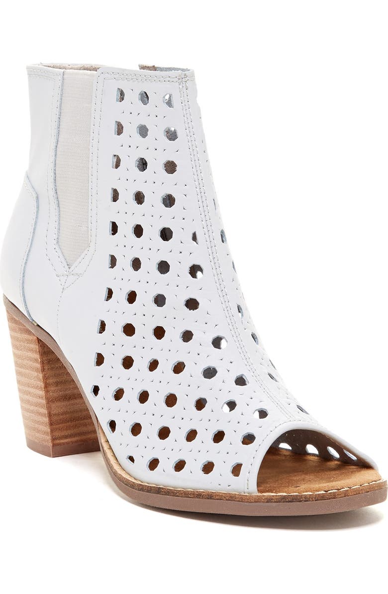 TOMS 'Majorca' Basket Weave Leather Peep Toe Bootie, Main, color,